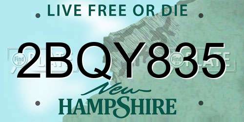 2BQY835 New Hampshire License Plate