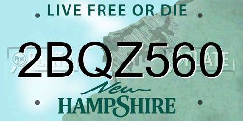 2BQZ560 New Hampshire License Plate