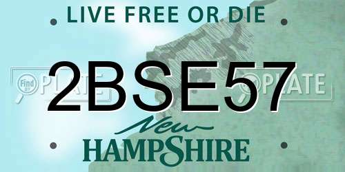 2BSE57 New Hampshire License Plate