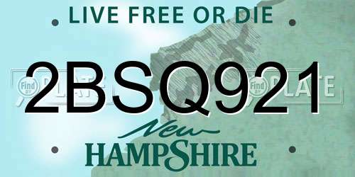 2BSQ921 New Hampshire License Plate