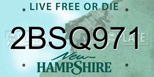 2BSQ971 New Hampshire License Plate