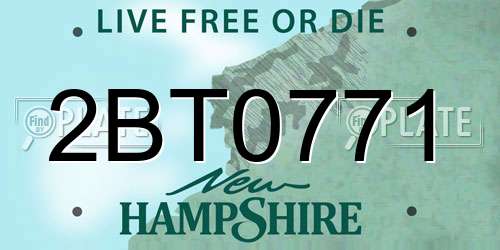 2BT0771 New Hampshire License Plate