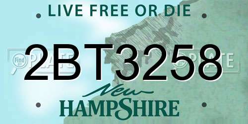 2BT3258 New Hampshire License Plate