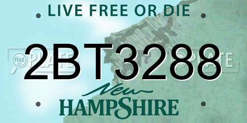 2BT3288 New Hampshire License Plate