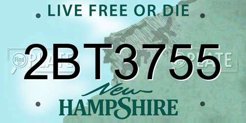 2BT3755 New Hampshire License Plate