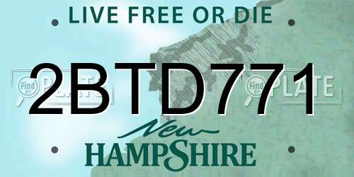 2BTD771 New Hampshire License Plate