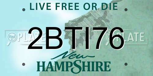 2BTI76 New Hampshire License Plate