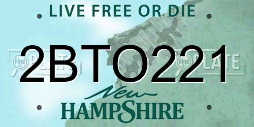 2BTO221 New Hampshire License Plate