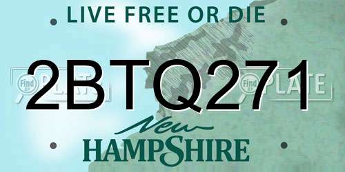 2BTQ271 New Hampshire License Plate