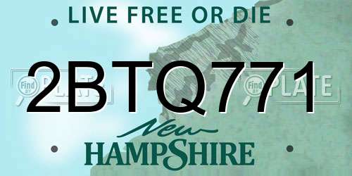 2BTQ771 New Hampshire License Plate
