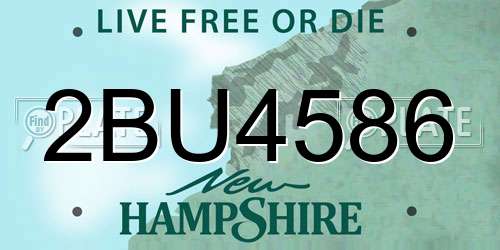 2BU4586 New Hampshire License Plate