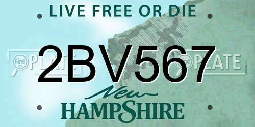 2BV567 New Hampshire License Plate