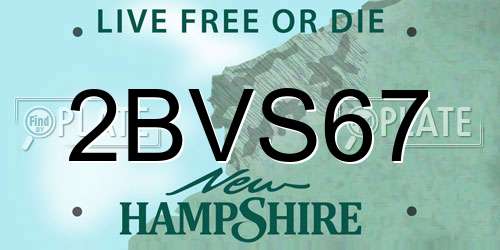 2BVS67 New Hampshire License Plate