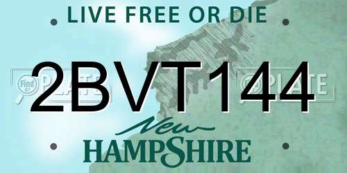2BVT144 New Hampshire License Plate