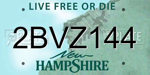 2BVZ144 New Hampshire License Plate