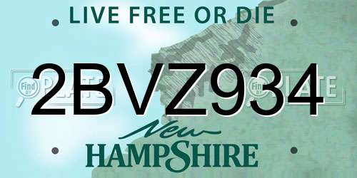 2BVZ934 New Hampshire License Plate