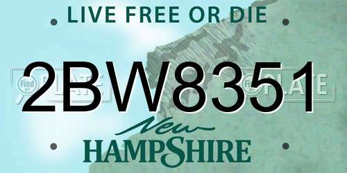 2BW8351 New Hampshire License Plate