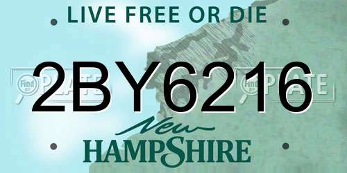 2BY6216 New Hampshire License Plate
