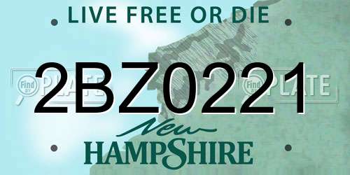 2BZ0221 New Hampshire License Plate