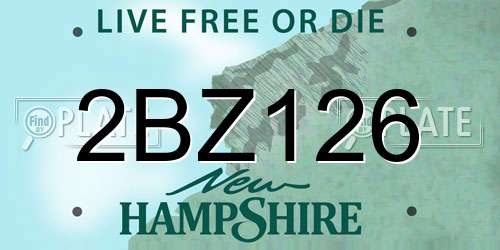 2BZ126 New Hampshire License Plate