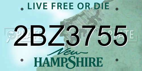 2BZ3755 New Hampshire License Plate