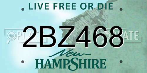 2BZ468 New Hampshire License Plate