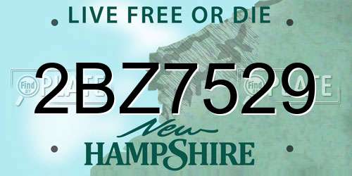 2BZ7529 New Hampshire License Plate