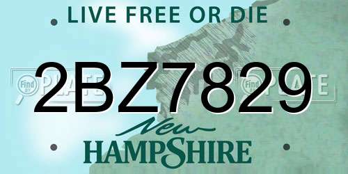2BZ7829 New Hampshire License Plate