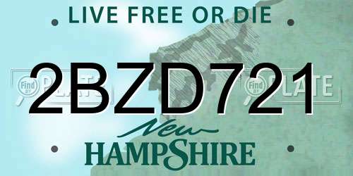 2BZD721 New Hampshire License Plate