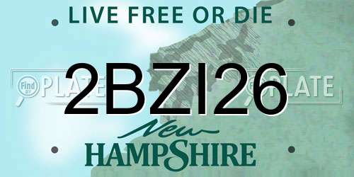 2BZI26 New Hampshire License Plate