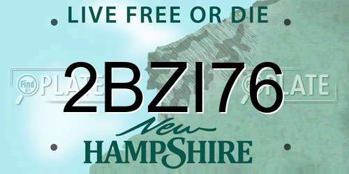2BZI76 New Hampshire License Plate