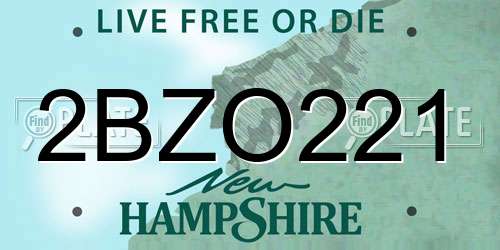 2BZO221 New Hampshire License Plate