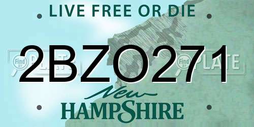 2BZO271 New Hampshire License Plate