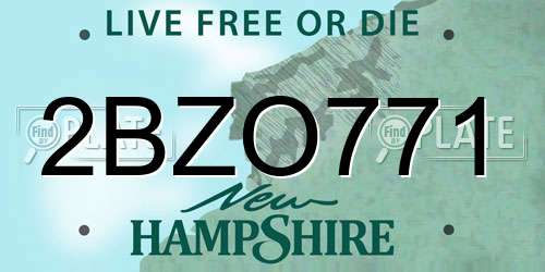 2BZO771 New Hampshire License Plate