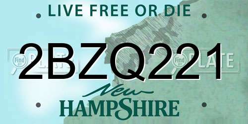 2BZQ221 New Hampshire License Plate