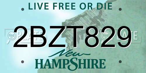 2BZT829 New Hampshire License Plate