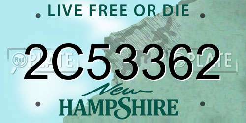 2C53362 New Hampshire License Plate