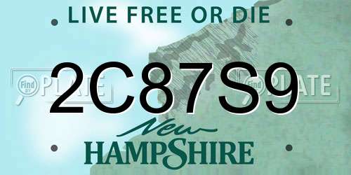 2C87S9 New Hampshire License Plate