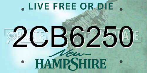 2CB6250 New Hampshire License Plate