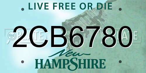 2CB6780 New Hampshire License Plate