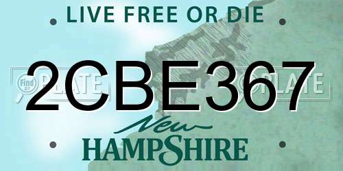 2CBE367 New Hampshire License Plate