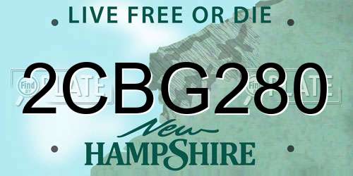2CBG280 New Hampshire License Plate