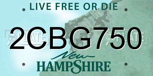 2CBG750 New Hampshire License Plate