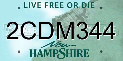 2CDM344 New Hampshire License Plate