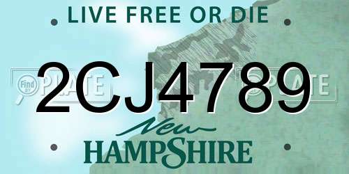 2CJ4789 New Hampshire License Plate