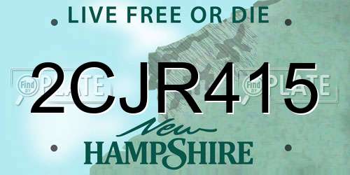 2CJR415 New Hampshire License Plate