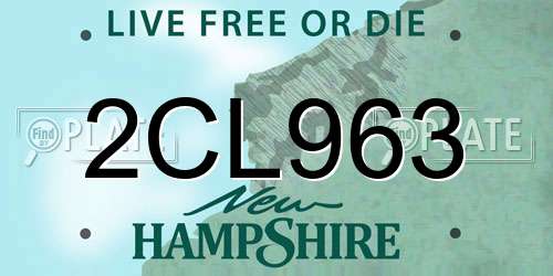 2CL963 New Hampshire License Plate