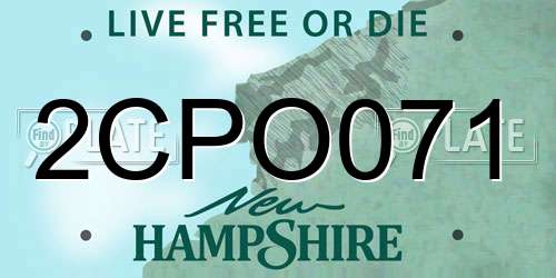 2CPO071 New Hampshire License Plate