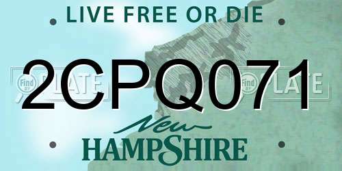 2CPQ071 New Hampshire License Plate