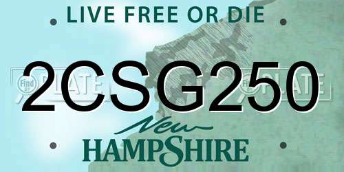 2CSG250 New Hampshire License Plate